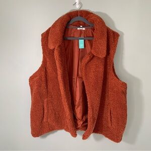 NEW Maurices Fall Orange Rust Sleeveless Soft Fuzzy Sherpa Vest